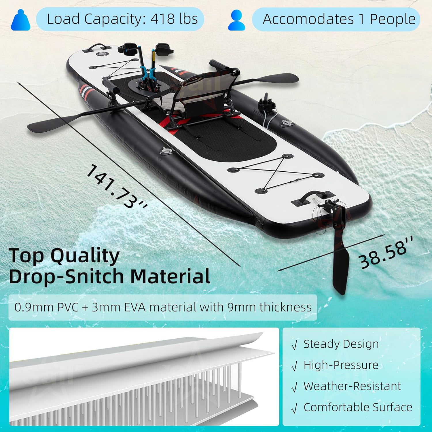 Kayak à pédales gonflable de h - Fishing Kayak Pedal Drive avis et prix